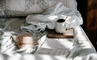 Books, coffee and sheets